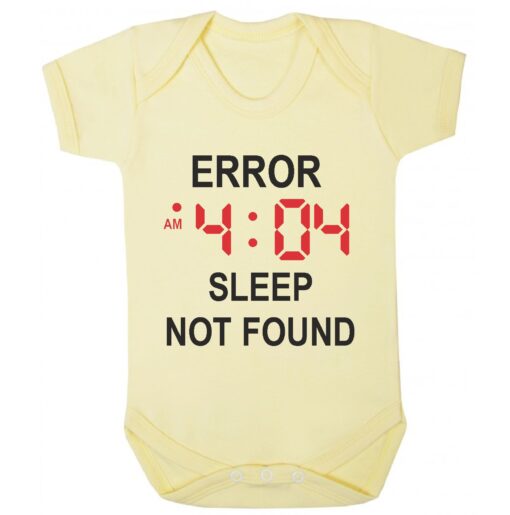 Error 404 sleep not found short sleeve baby vest yellow