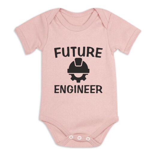 Future Engineer Short Sleeve Baby Vest Dusty Pink