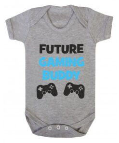 Future Gaming Buddy Short Sleeve Baby Vest Ash Grey