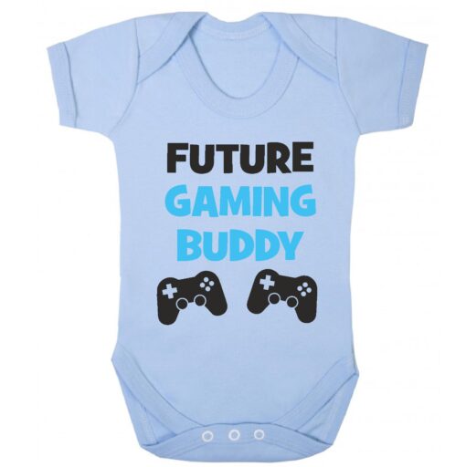 Future Gaming Buddy Short Sleeve Baby Vest Baby Blue