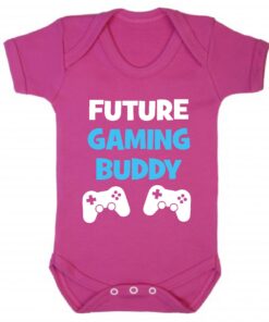 Future Gaming Buddy Short Sleeve Baby Vest Cerise