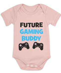 Future Gaming Buddy Short Sleeve Baby Vest Dusty Pink