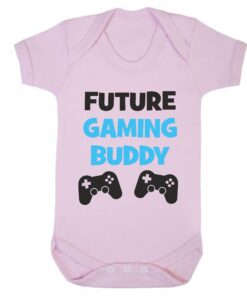 Future Gaming Buddy Short Sleeve Baby Vest Baby Pink