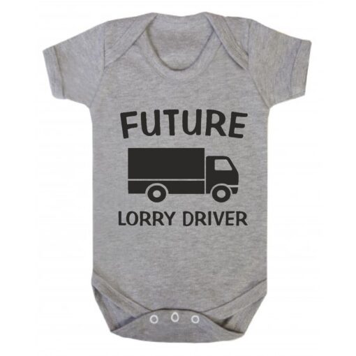 Future Lorry Driver Short Sleeve Baby Vest Ash Grey