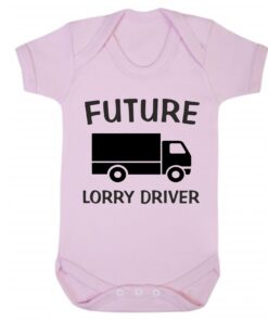 Future Lorry Driver Short Sleeve Baby Vest Baby Pink