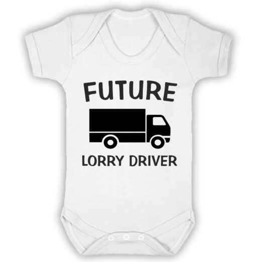 Future Lorry Driver Short Sleeve Baby Vest White