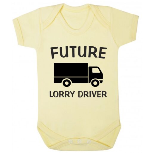 Future Lorry Driver Short Sleeve Baby Vest Yellow
