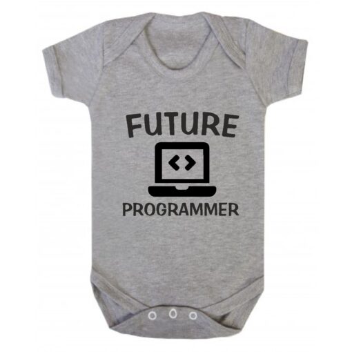 Future Programmer Short Sleeve Baby Vest Ash Grey