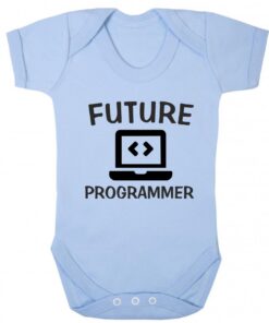 Future Programmer Short Sleeve Baby Vest Baby Blue