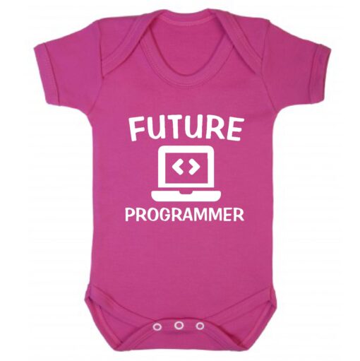 Future Programmer Short Sleeve Baby Vest Cerise