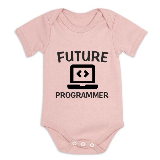 Future Programmer Short Sleeve Baby Vest Dusty Pink
