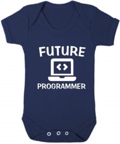 Future Programmer Short Sleeve Baby Vest navy