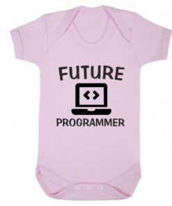Future Programmer Short Sleeve Baby Vest baby pink