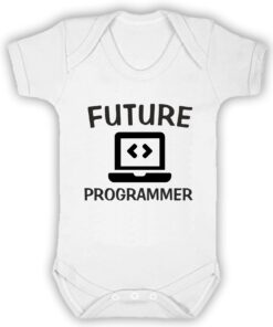 Future Programmer Short Sleeve Baby Vest White