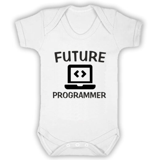 Future Programmer Short Sleeve Baby Vest White