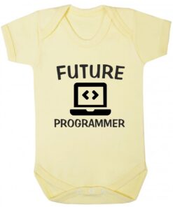 Future Programmer Short Sleeve Baby Vest Yellow
