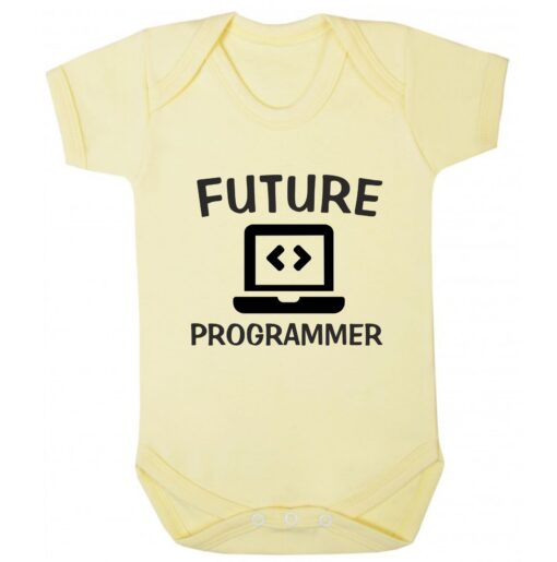 Future Programmer Short Sleeve Baby Vest Yellow