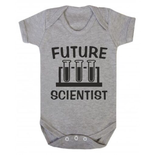 Future Scientist Short Sleeve Baby Vest Ash Grey