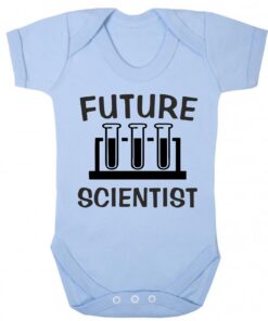 Future Scientist Short Sleeve Baby Vest Light Blue