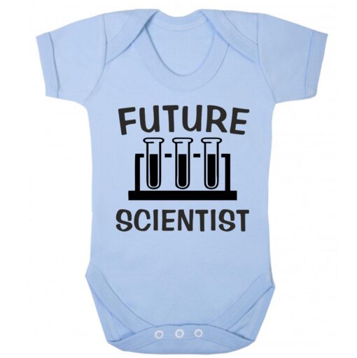 Future Scientist Short Sleeve Baby Vest Light Blue