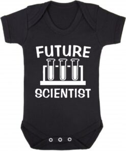 Future Scientist Short Sleeve Baby Vest Black