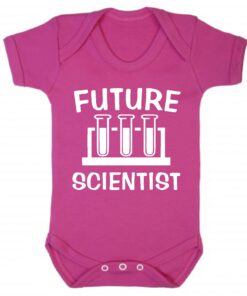 Future Scientist Short Sleeve Baby Vest Cerise