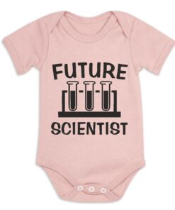 Future Scientist Short Sleeve Baby Vest Dusty Pink