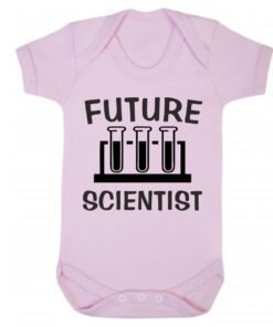 Future Scientist Short Sleeve Baby Vest Baby Pink