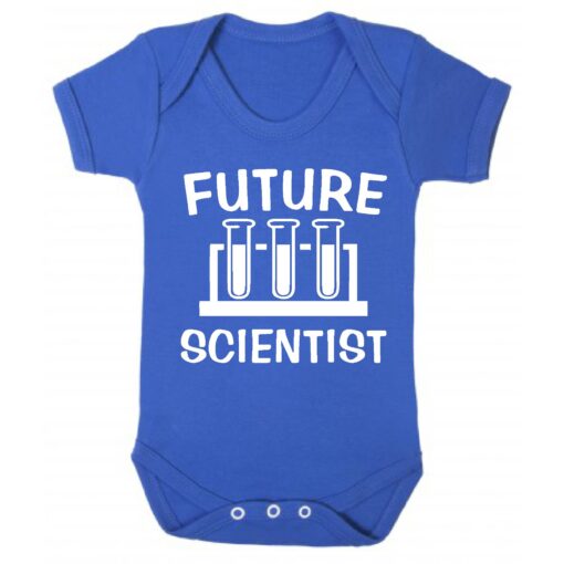 Future Scientist Short Sleeve Baby Vest Royal Blue
