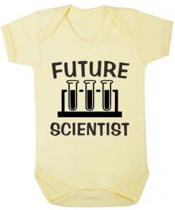 Future Scientist Short Sleeve Baby Vest Yellow