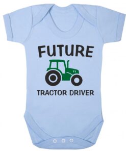 Future Tractor Driver Short Sleeve Vest Baby Blue