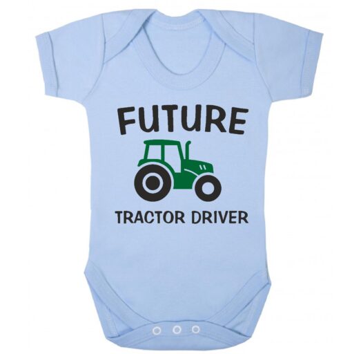 Future Tractor Driver Short Sleeve Vest Baby Blue