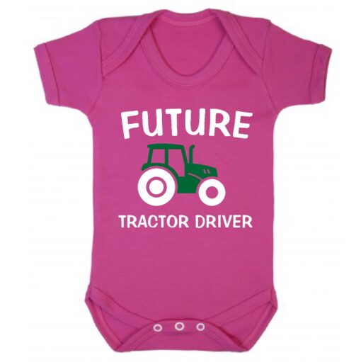 Future Tractor Driver Short Sleeve Vest Baby Cerise