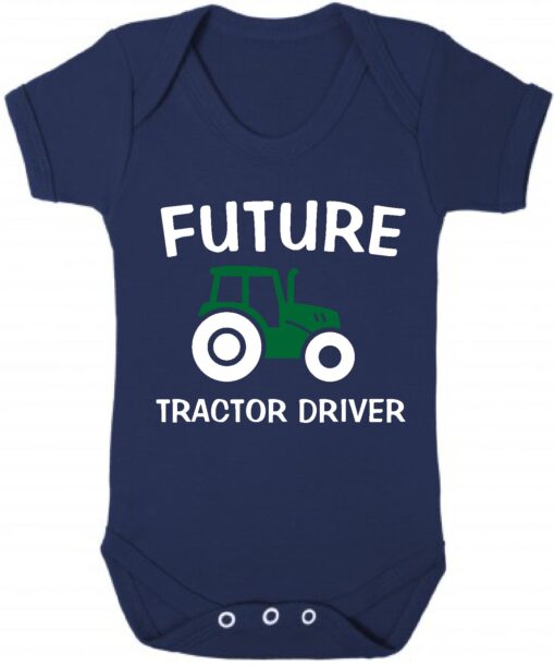 Future Tractor Driver Short Sleeve Vest Baby Navy