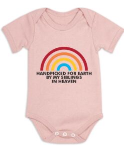 HANDPICKED FOR EARTH BY MY SIBLINGS IN HEAVEN SHORT SLEEVE BABY VEST DUSTY PINK