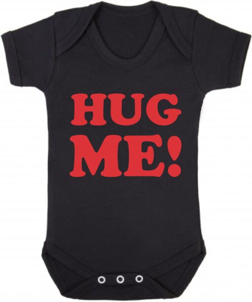 Hug Me Short Sleeve Baby Vest Black
