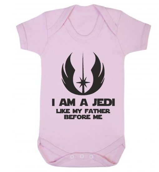 I Am A Jedi Like My Father Before Me Short Sleeve Baby Vest Baby Pink