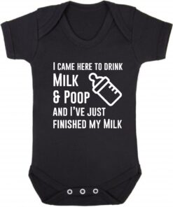 I Came Here to Drink Milk and Poop Short Sleeve Baby Vest Black
